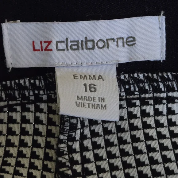 Liz Claiborne "Emma" Black and White Checkered Trousers - Picture 2 of 4